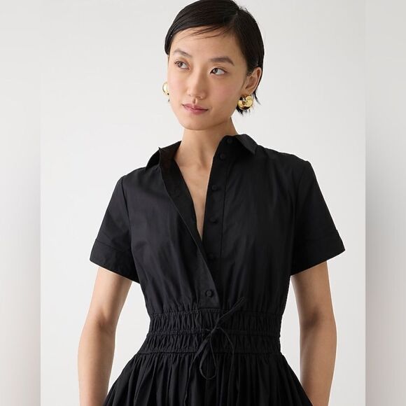 NWT J Crew Elena shirtdress in cotton poplin in black - Picture 8 of 13